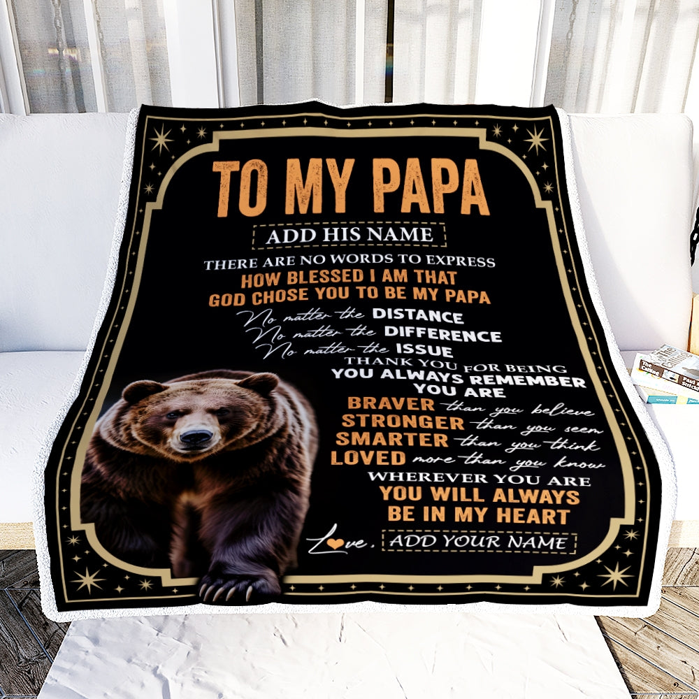 Personalized To My Papa Gifts For Birthday From Grandson Granddaughter Inspirational Bear Gifts For Papa Blanket Birthday Idea Fathers Day Fleece Blanket | teecentury