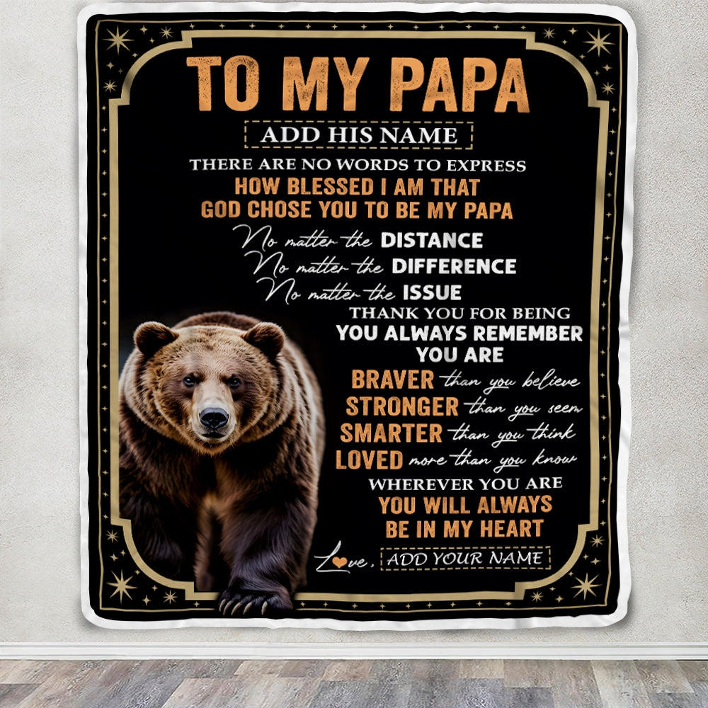 Personalized To My Papa Gifts For Birthday From Grandson Granddaughter Inspirational Bear Gifts For Papa Blanket Birthday Idea Fathers Day Fleece Blanket | teecentury