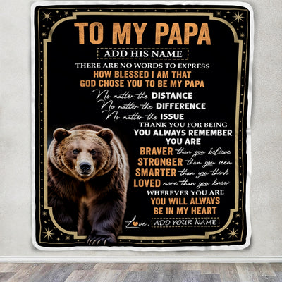 Personalized To My Papa Gifts For Birthday From Grandson Granddaughter Inspirational Bear Gifts For Papa Blanket Birthday Idea Fathers Day Fleece Blanket | teecentury