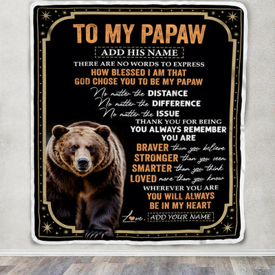 Personalized To My Papaw Gifts For Birthday From Grandson Granddaughter Inspirational Bear Gifts For Papaw Blanket Birthday Idea Fathers Day Fleece Blanket | teecentury