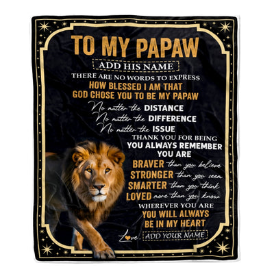 Personalized To My Papaw Gifts For Birthday From Grandson Granddaughter Inspirational Lion Gifts For Papaw Blanket Birthday Idea Fathers Day Fleece Blanket | teecentury