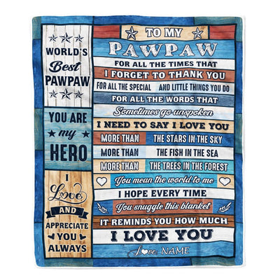 Personalized To My Pawpaw Blanket From Grandchildren Grandkids Wood Best Gifts For Great Pawpaw Birthday Fathers Day Christmas Customized Fleece Blanket | teecentury