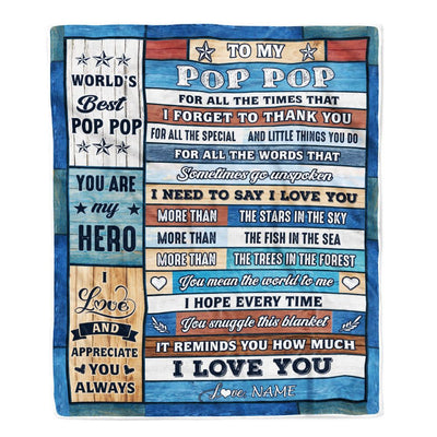 Personalized To My Pop Pop Blanket From Grandchildren Grandkids Wood Best Gifts For Great Pop Pop Birthday Fathers Day Christmas Customized Fleece Blanket | teecentury
