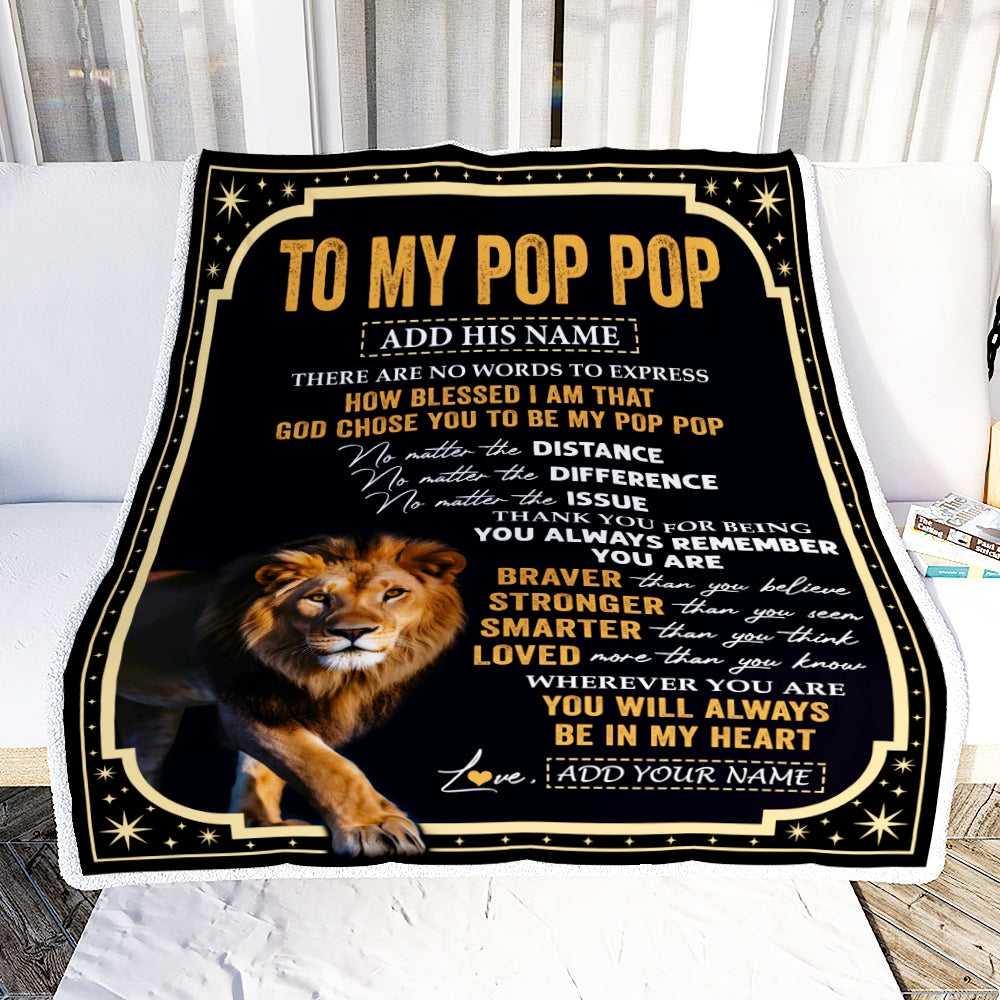 Personalized To My Pop Pop Gifts For Birthday From Grandson Grandkids Inspirational Lion Gifts For Pop Pop Blanket Birthday Idea Fathers Day Fleece Blanket | teecentury