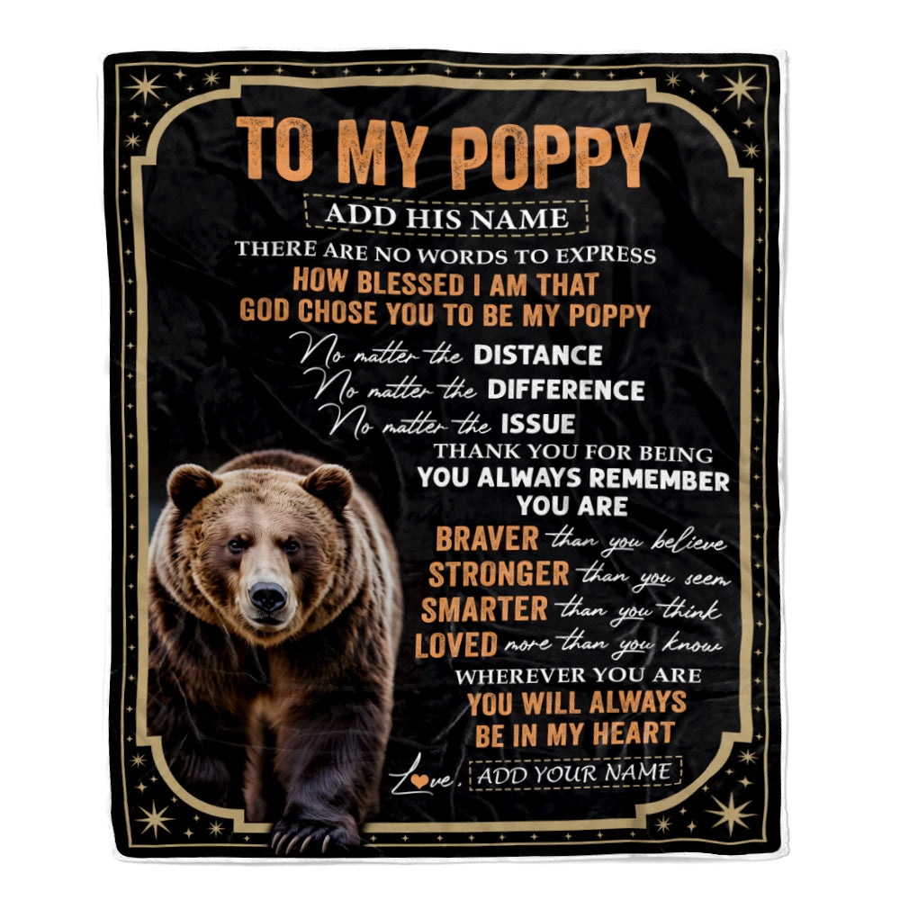 Personalized To My Poppy Gifts For Birthday From Grandson Grandkids Inspirational Bear Gifts For Poppy Blanket Birthday Idea Fathers Day Fleece Blanket | teecentury