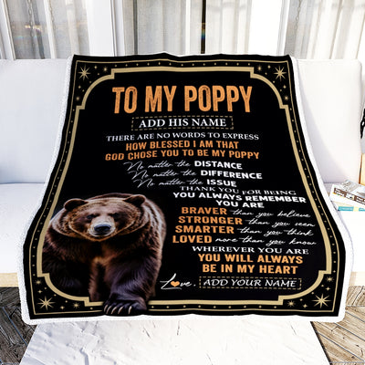 Personalized To My Poppy Gifts For Birthday From Grandson Grandkids Inspirational Bear Gifts For Poppy Blanket Birthday Idea Fathers Day Fleece Blanket | teecentury