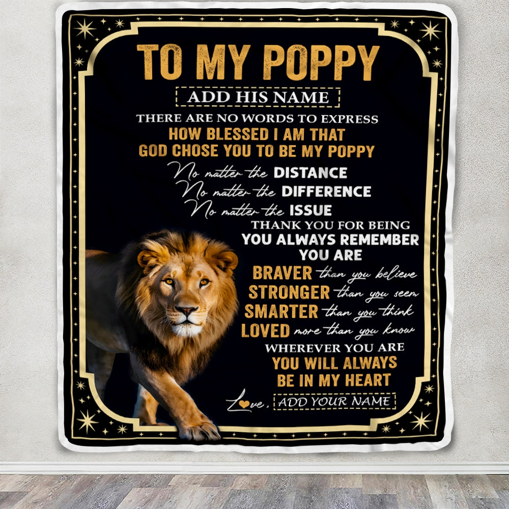 Personalized To My Poppy Gifts For Birthday From Grandson Grandkids Inspirational Lion Gifts For Poppy Blanket Birthday Idea Fathers Day Fleece Blanket | teecentury