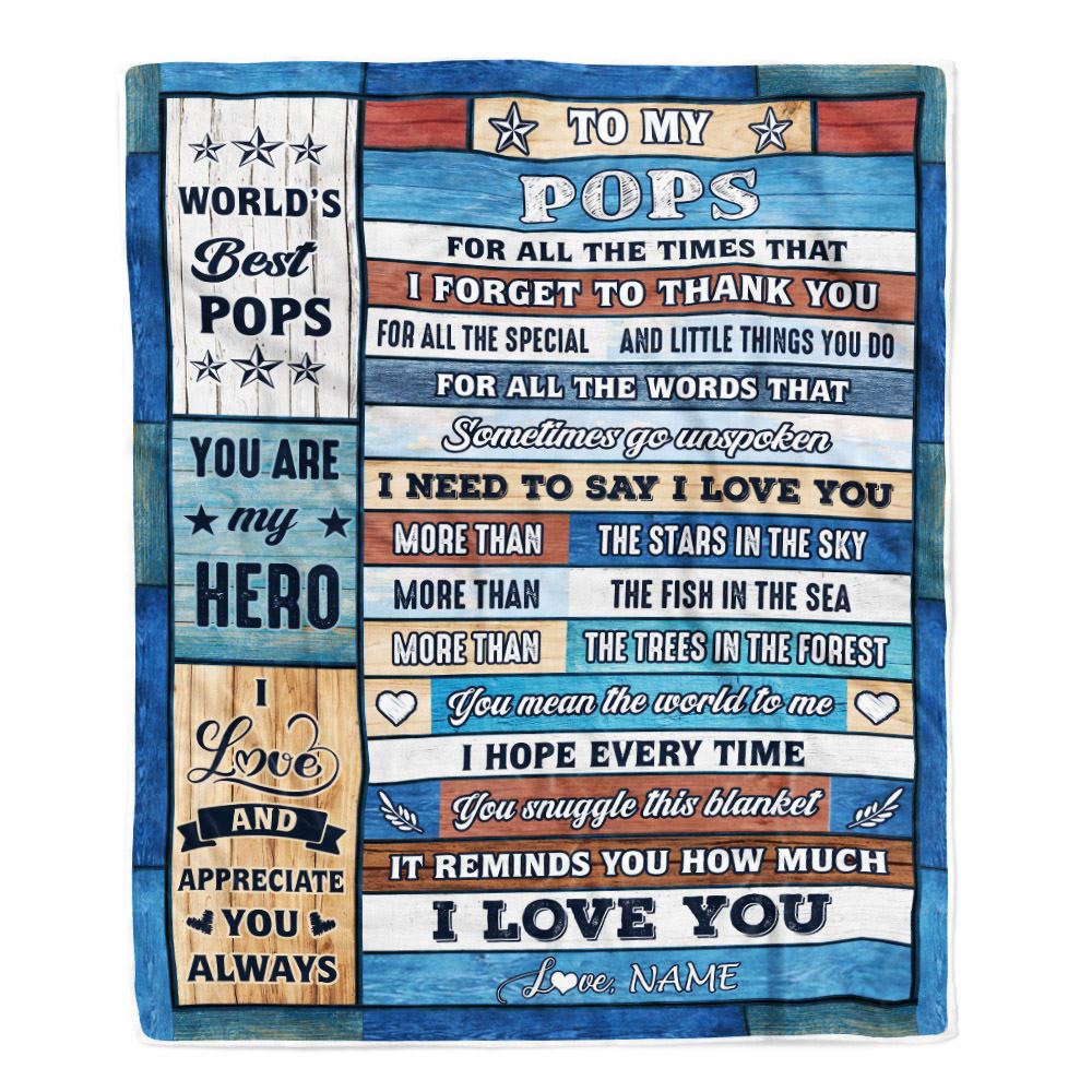 Personalized To My Pops Blanket From Grandchildren Grandkids Wood Best Gifts For Great Pops Birthday Fathers Day Christmas Customized Fleece Blanket | teecentury