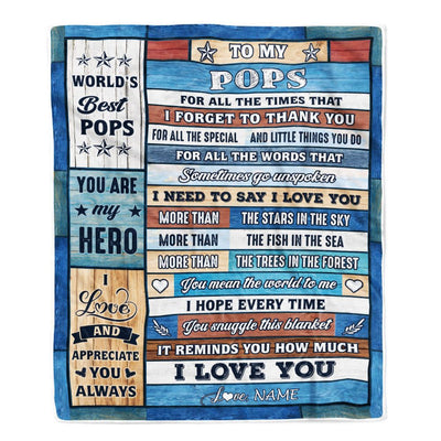 Personalized To My Pops Blanket From Grandchildren Grandkids Wood Best Gifts For Great Pops Birthday Fathers Day Christmas Customized Fleece Blanket | teecentury