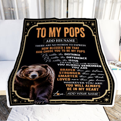 Personalized To My Pops Gifts For Birthday From Grandson Grandkids Inspirational Bear Gifts For Pops Blanket Birthday Idea Fathers Day Fleece Blanket | teecentury