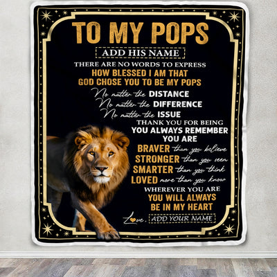 Personalized To My Pops Gifts For Birthday From Grandson Grandkids Inspirational Lion Gifts For Pops Blanket Birthday Idea Fathers Day Fleece Blanket | teecentury