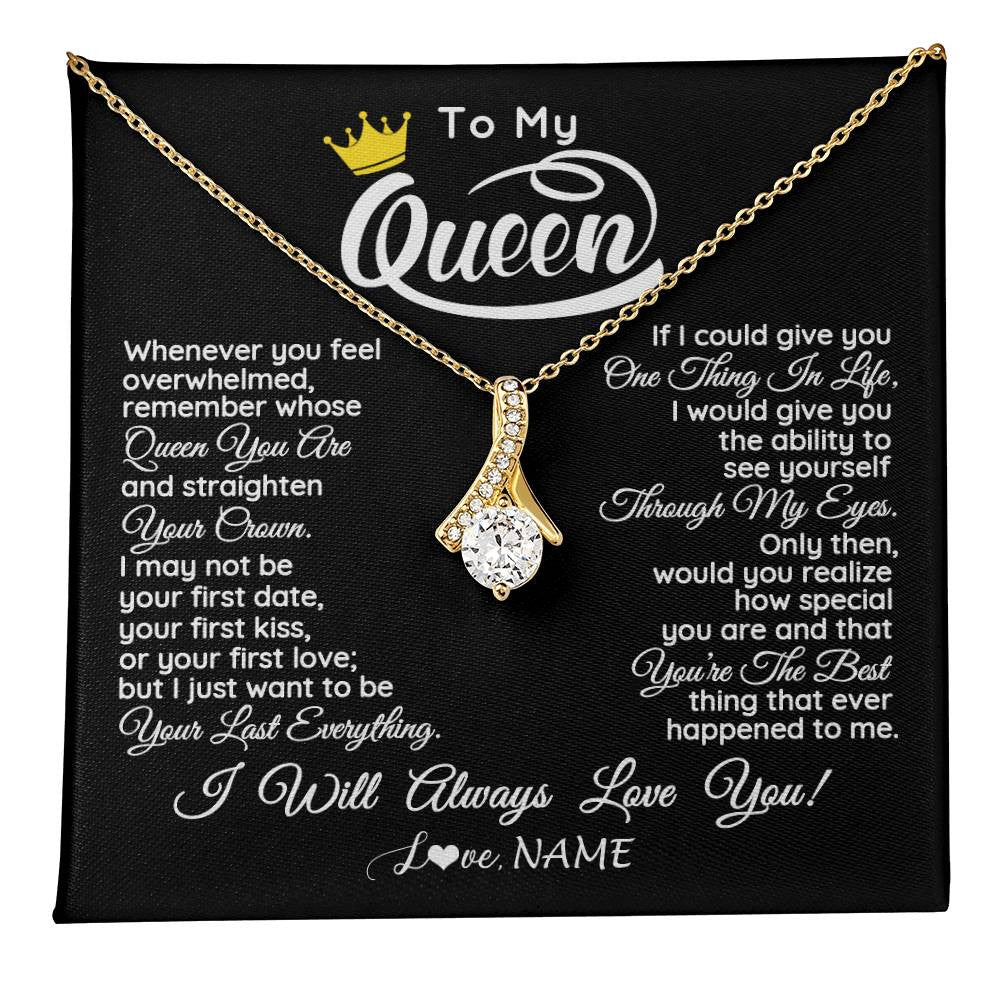 Alluring Beauty Necklace 18K Yellow Gold Finish | 1 | Personalized To My Queen Necklace From Husband Whenever You Feel Overwhelmed Wife Soulmate Valentines Day Birthday Christmas Customized Gift Box Message Card | teecentury