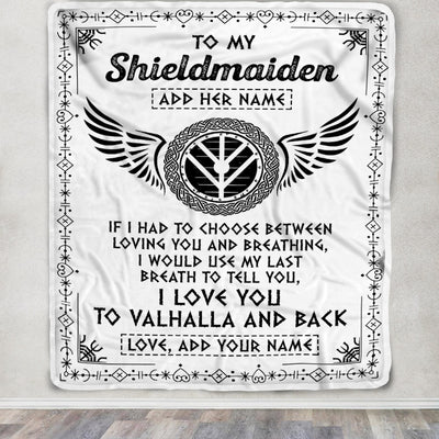 Personalized To My Shieldmaiden Blanket Viking Blanket For Women I Love You Valhalla Gift For Wife Girlfriend Birthday Christmas Custom Fleece Throw Blanket | teecentury