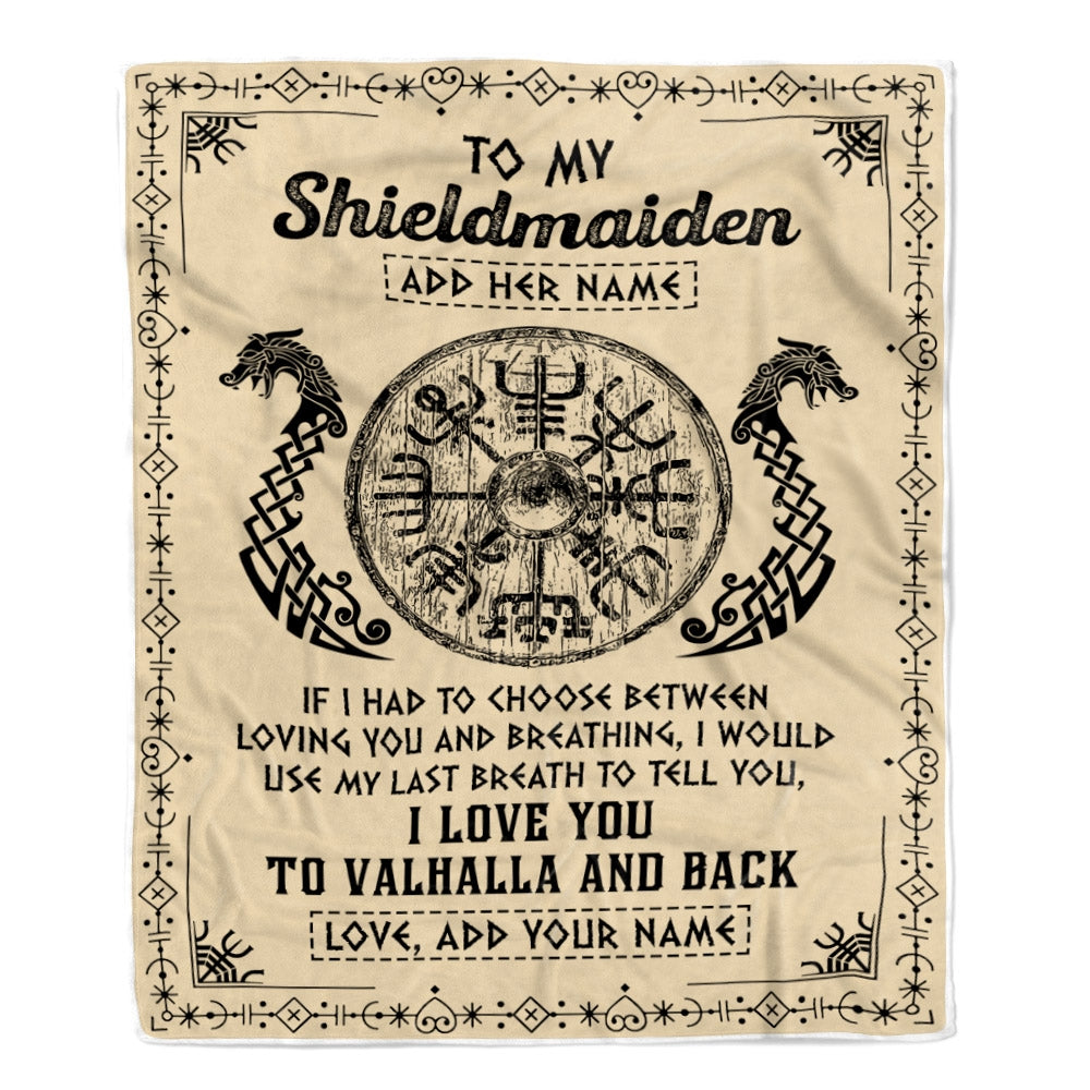 Personalized To My Shieldmaiden Blanket Viking I Love You Valhalla Wife Viking Blanket For Women Girlfriend Birthday Gifts Christmas Custom Fleece Blanket | teecentury