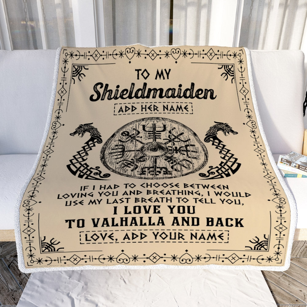 Personalized To My Shieldmaiden Blanket Viking I Love You Valhalla Wife Viking Blanket For Women Girlfriend Birthday Gifts Christmas Custom Fleece Blanket | teecentury