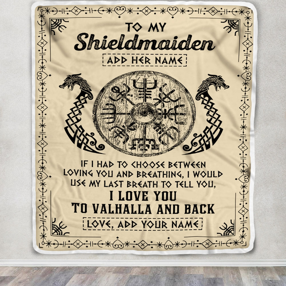Personalized To My Shieldmaiden Blanket Viking I Love You Valhalla Wife Viking Blanket For Women Girlfriend Birthday Gifts Christmas Custom Fleece Blanket | teecentury