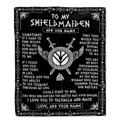 Personalized To My Shieldmaiden Blanket Viking Valhalla Scandinavian For Wife Girlfriend Birthday Gifts Christmas Anniversary Day Custom Fleece Throw Blanket | teecentury