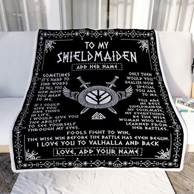 Personalized To My Shieldmaiden Blanket Viking Valhalla Scandinavian For Wife Girlfriend Birthday Gifts Christmas Anniversary Day Custom Fleece Throw Blanket | teecentury
