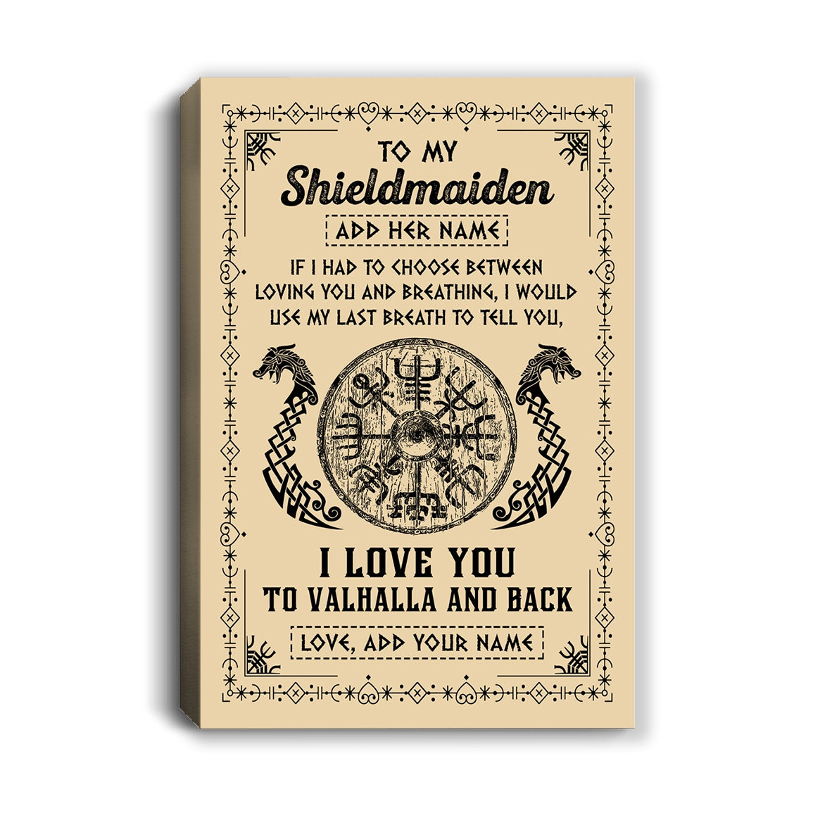 Personalized To My Shieldmaiden Canvas Viking I Love You Valhalla Wife Viking For Women Girlfriend Birthday Gifts Valentines Christmas Customized Wall Art Framed Canvas | teecentury
