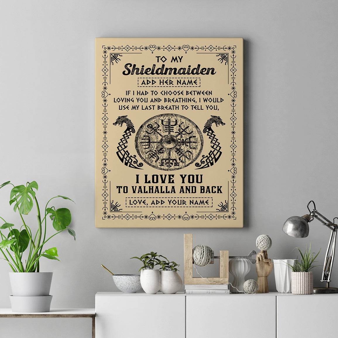Personalized To My Shieldmaiden Canvas Viking I Love You Valhalla Wife Viking For Women Girlfriend Birthday Gifts Valentines Christmas Customized Wall Art Framed Canvas | teecentury