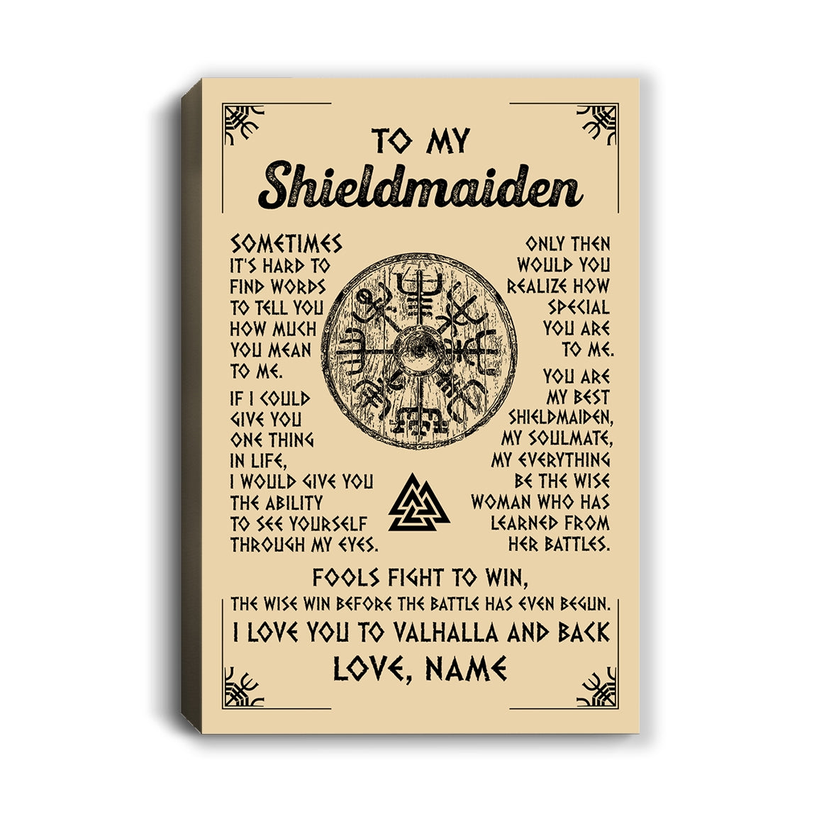Personalized To My Shieldmaiden Canvas Viking Vintage I Love You To Valhalla Wife Girlfriend Birthday Gifts Anniversary Christmas Custom Wall Art Print Framed Canvas | teecentury