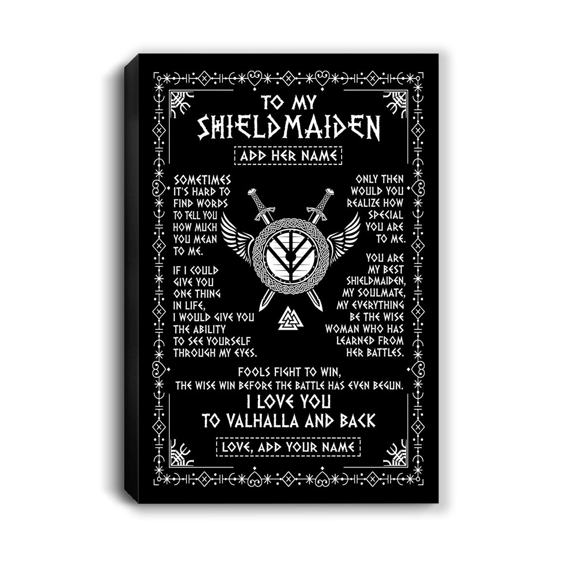 Personalized To My Shieldmaiden Gifts Canvas Viking Valhalla Scandinavian For Girlfriend Wife Birthday Gifts Christmas Wall Decor Art Print Framed Canvas | teecentury