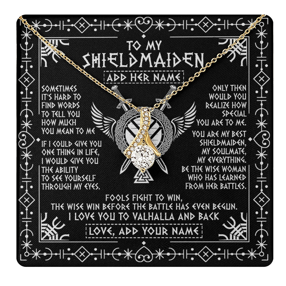 Alluring Beauty Necklace 18K Yellow Gold Finish | 1 | Personalized To My Shieldmaiden Gifts Necklace Viking Valhalla Scandinavian For Girlfriend Wife Custom Birthday Romantic Jewelry Gift Box Message Card | https://teecentury.