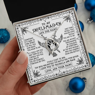Forever Love Necklace 14K White Gold Finish | 2 | Personalized To My Shieldmaiden Gifts Necklace Viking Valhalla Scandinavian For Wife Girlfriend Custom Anniversary Birthday Jewelry Gift Box Message Card | https://teecentury.