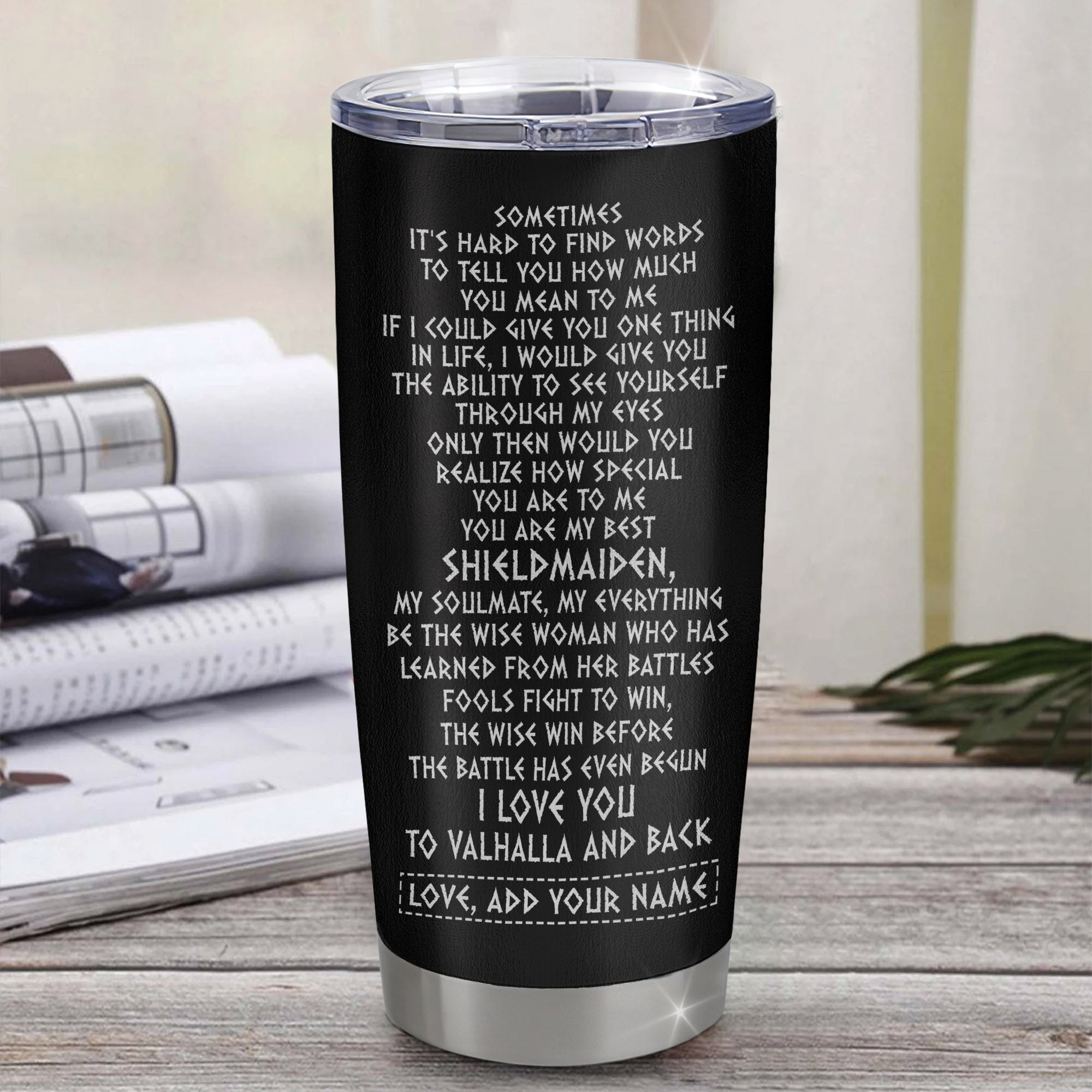 Personalized To My Shieldmaiden Gifts Tumbler Viking Valhalla Scandinavian For Girlfriend Wife Birthday Gifts Christmas Unique Travel Custom Stainless Steel Mug | teecentury