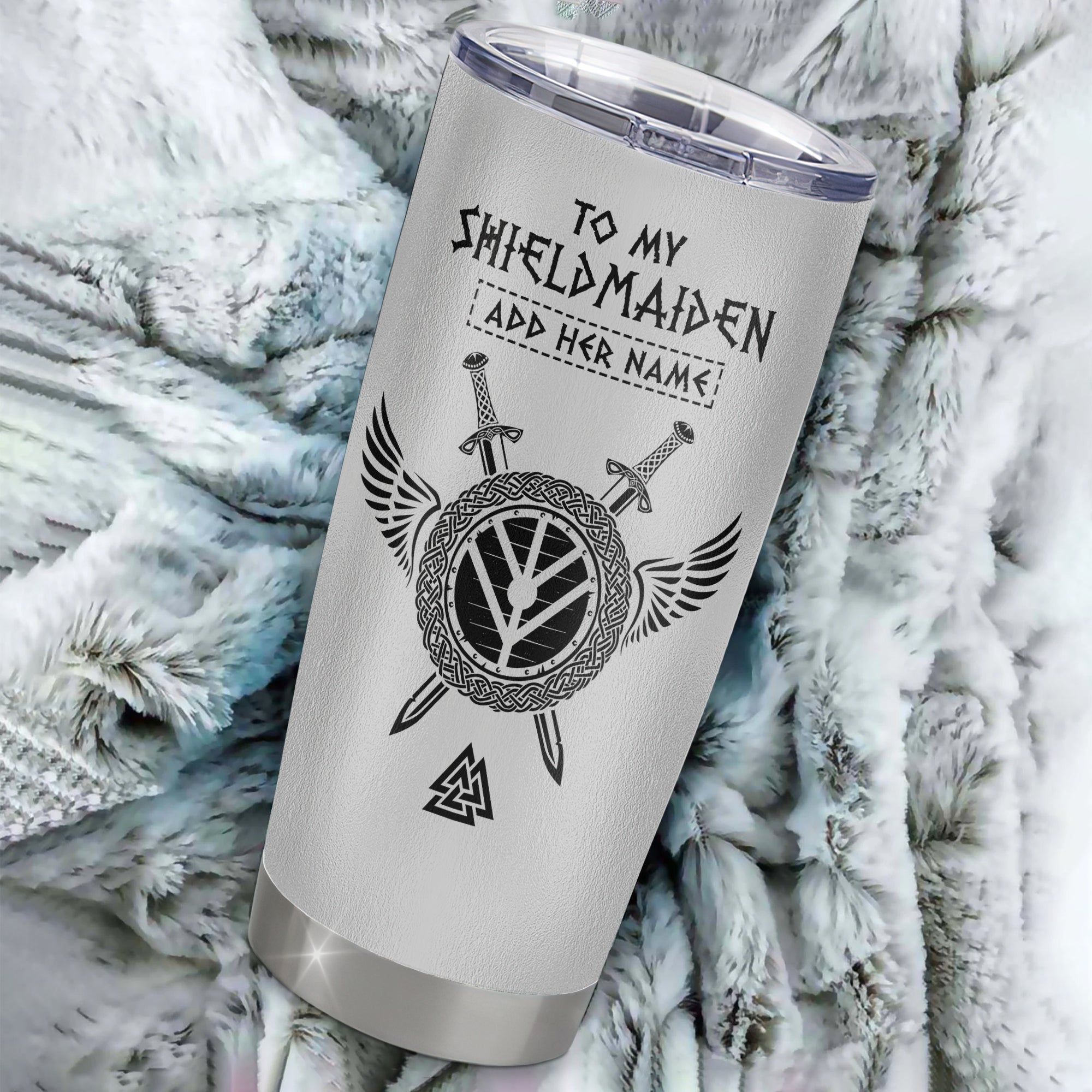 Personalized To My Shieldmaiden Gifts Tumbler Viking Valhalla Scandinavian For Wife Girlfriend Christmas Birthday Gifts Anniversary Custom Stainless Steel Mug | teecentury