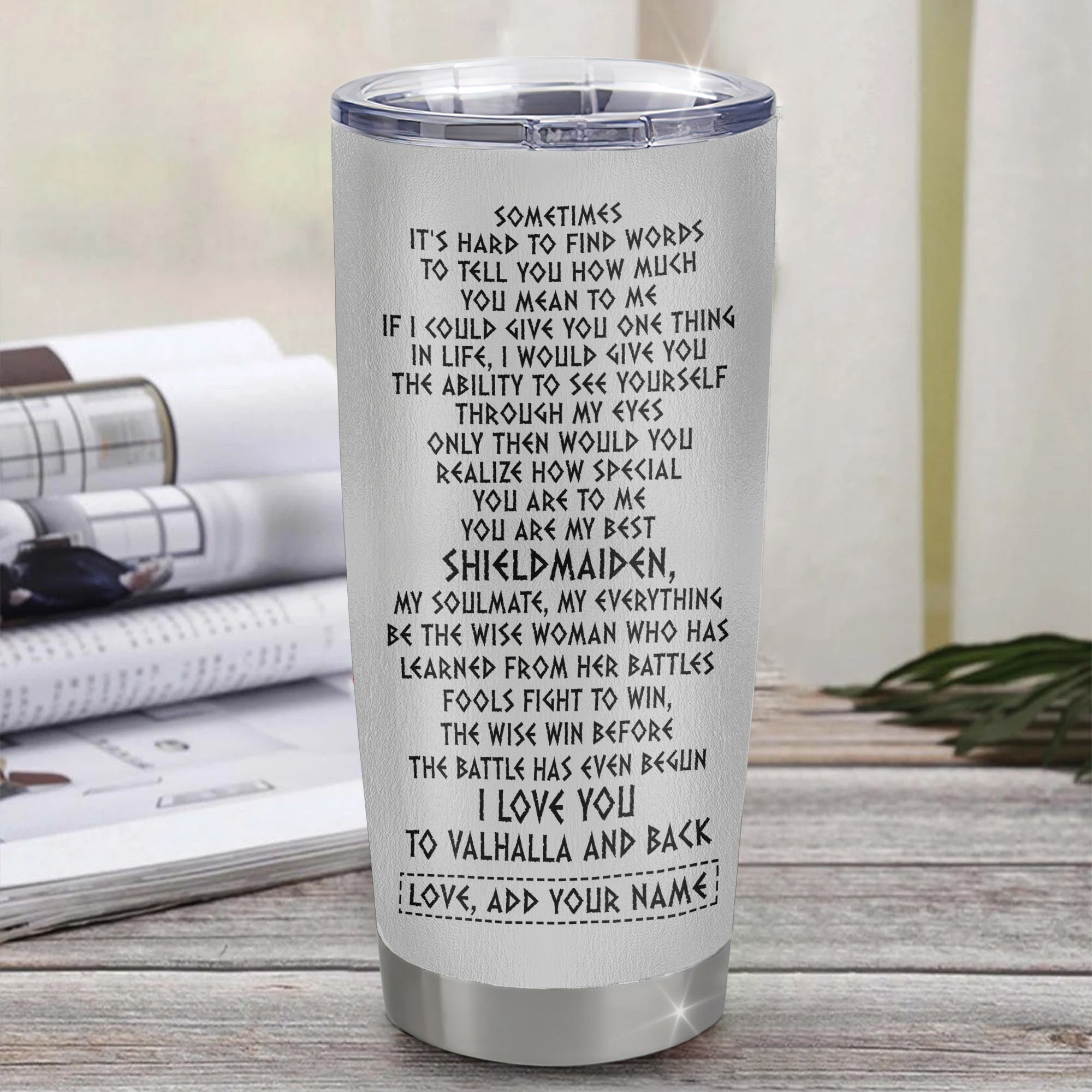 Personalized To My Shieldmaiden Gifts Tumbler Viking Valhalla Scandinavian For Wife Girlfriend Christmas Birthday Gifts Anniversary Custom Stainless Steel Mug | teecentury