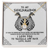 Alluring Beauty Necklace 18K Yellow Gold Finish | Personalized To My Shieldmaiden Necklace From Husband I Love You to Valhalla Viking Jewelry Women Birthday Wife Girlfriend Anniversary Customized Message Card | teecentury
