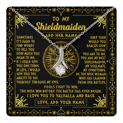 Alluring Beauty Necklace 14K White Gold Finish | 1 | Personalized To My Shieldmaiden Necklace I Love You To Valhalla And Back Viking Jewelry Women Birthday Wife Daughter Anniversary Custom Gift Box Message Card | https://teecentury.