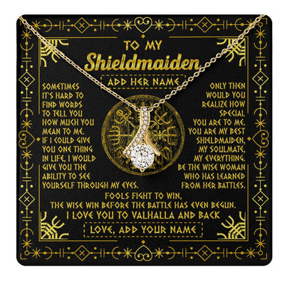 Alluring Beauty Necklace 18K Yellow Gold Finish | 1 | Personalized To My Shieldmaiden Necklace I Love You To Valhalla And Back Viking Jewelry Women Birthday Wife Daughter Anniversary Custom Gift Box Message Card | https://teecentury.