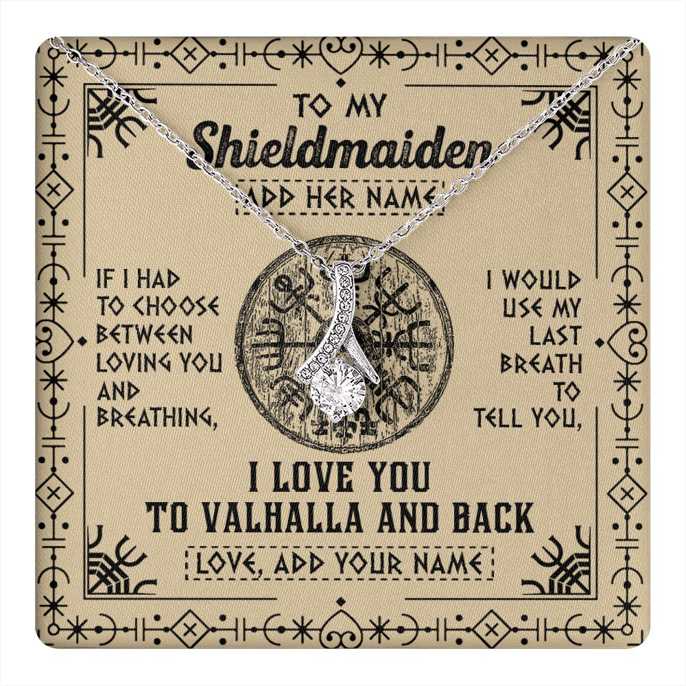 Alluring Beauty Necklace 14K White Gold Finish | 1 | Personalized To My Shieldmaiden Necklace Viking I Love You Valhalla Wife Viking Jewelry For Women Daughter Birthday Gifts Christmas Gift Box Message Card | teecentury.myshopify