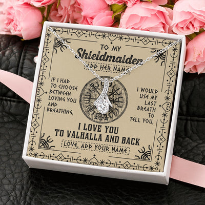 Alluring Beauty Necklace 14K White Gold Finish | 2 | Personalized To My Shieldmaiden Necklace Viking I Love You Valhalla Wife Viking Jewelry For Women Daughter Birthday Gifts Christmas Gift Box Message Card | teecentury.myshopify