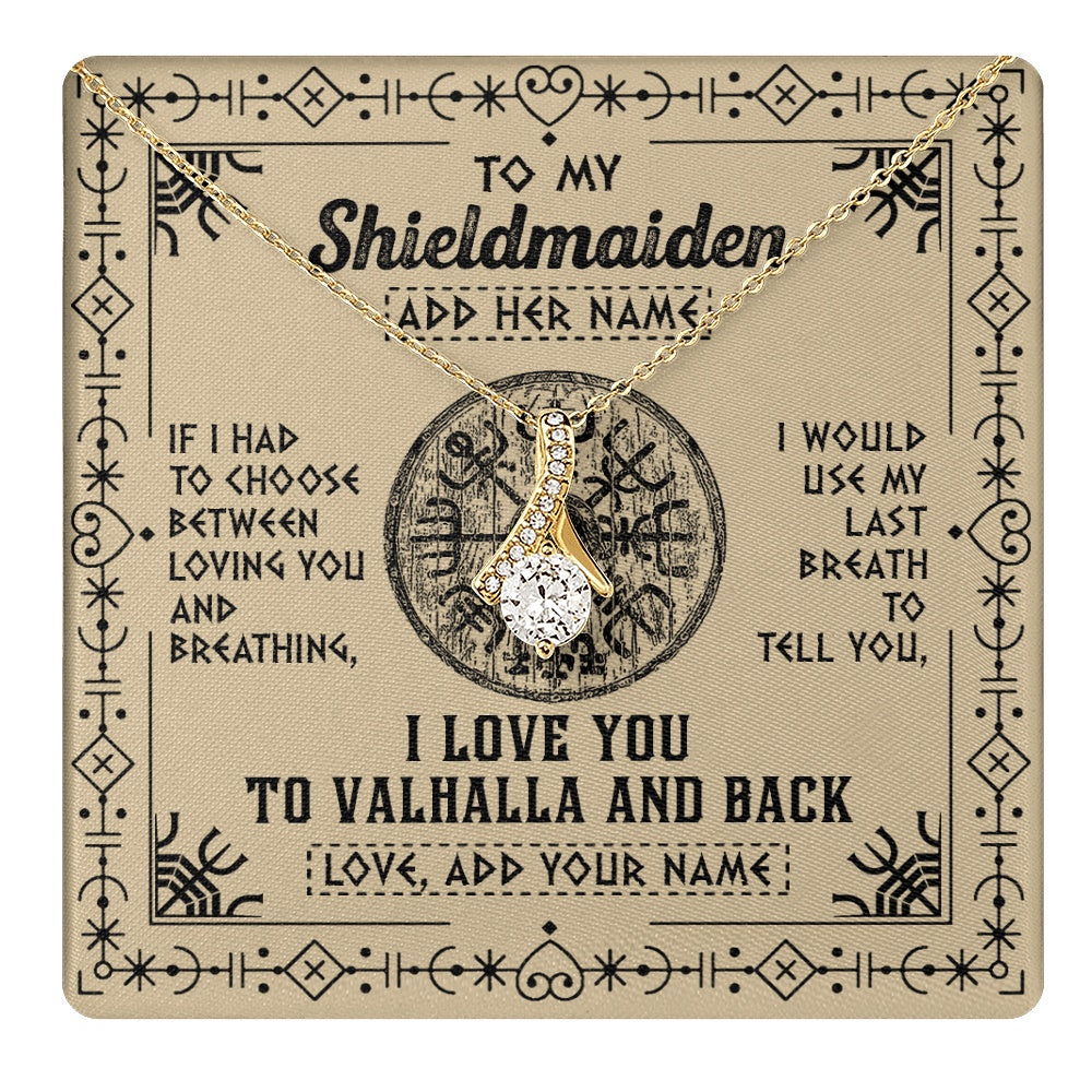 Alluring Beauty Necklace 18K Yellow Gold Finish | 1 | Personalized To My Shieldmaiden Necklace Viking I Love You Valhalla Wife Viking Jewelry For Women Daughter Birthday Gifts Christmas Gift Box Message Card | teecentury.myshopify