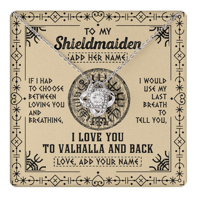 Love Knot Necklace 14K White Gold Finish | 1 | Personalized To My Shieldmaiden Necklace Viking I Love You Valhalla Wife Viking Jewelry For Women Daughter Birthday Gifts Christmas Gift Box Message Card | teecentury.myshopify
