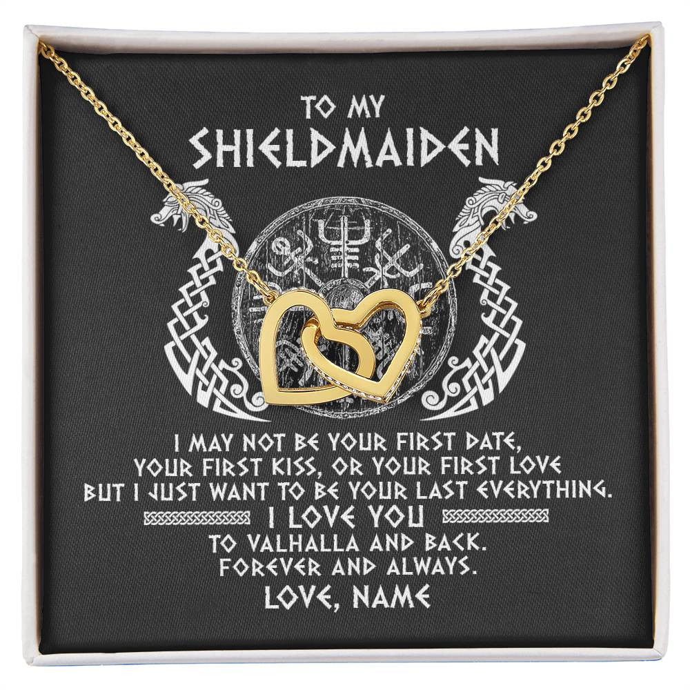 Personalized To My Shieldmaiden Necklace Viking I Love You to Valhalla Jewelry For Wife Girlfriend From Husband Birthday Anniversary Customized Message Card Interlocking Hearts Neckla 8079b07c 93db 4b4b af76
