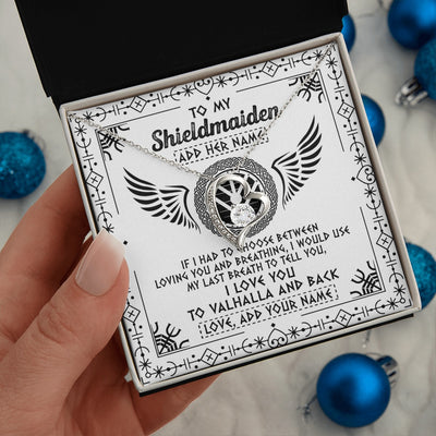 Forever Love Necklace 14K White Gold Finish | 2 | Personalized To My Shieldmaiden Necklace Viking Jewelry For Women I Love You Valhalla Gift For Wife Girlfriend Birthday Christmas Custom Gift Box Message Card | teecentury.myshopify