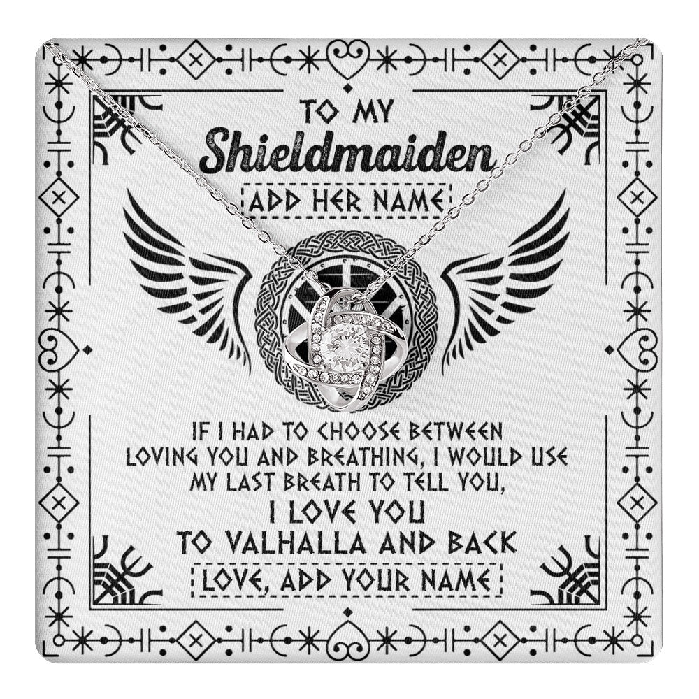 Love Knot Necklace 14K White Gold Finish | 1 | Personalized To My Shieldmaiden Necklace Viking Jewelry For Women I Love You Valhalla Gift For Wife Girlfriend Birthday Christmas Custom Gift Box Message Card | teecentury.myshopify