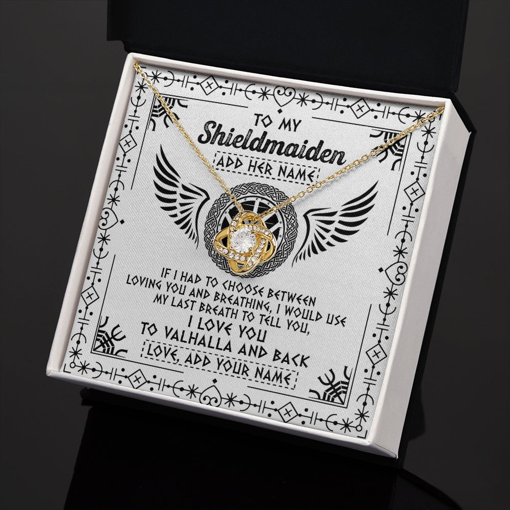 Love Knot Necklace 18K Yellow Gold Finish | 2 | Personalized To My Shieldmaiden Necklace Viking Jewelry For Women I Love You Valhalla Gift For Wife Girlfriend Birthday Christmas Custom Gift Box Message Card | teecentury.myshopify