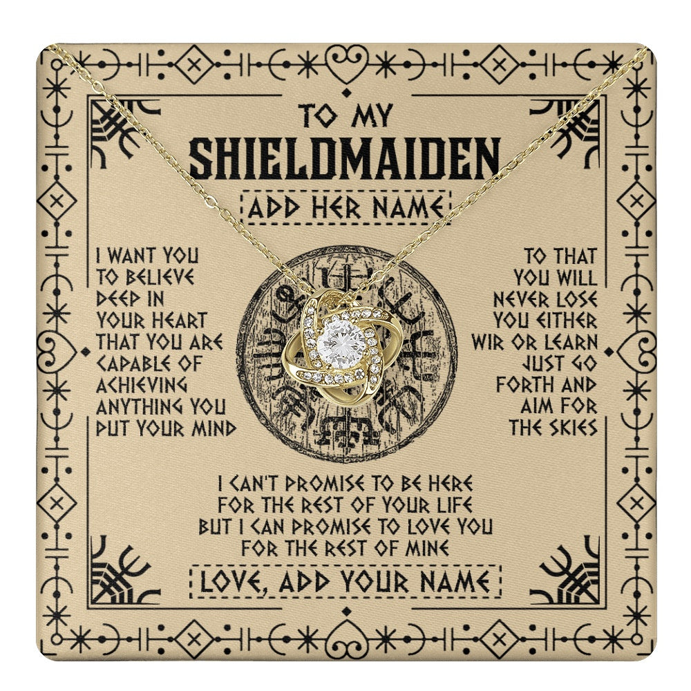 Love Knot Necklace 18K Yellow Gold Finish | 1 | Personalized To My Shieldmaiden Necklace Viking Never Lose Niece Granddaughter Daughter Birthday Gifts Christmas Jewelry Customized Gift Box Message Card | teecentury.myshopify