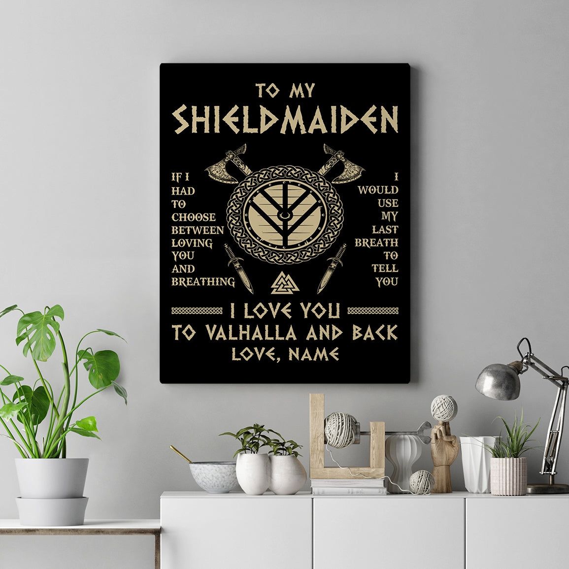 Personalized To My Shieldmaiden Viking Canvas Wife From Husband I Love You To Valhalla Soulmate Girlfriend Birthday Anniversary Custom Wall Art Print Framed Canvas | teecentury