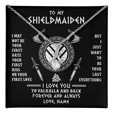 Alluring Beauty Necklace 14K White Gold Finish | 1 | Personalized To My Shieldmaiden Viking Necklace I Love You To Valhalla And Back Wife Girlfriend Women Birthday Anniversary Customized Gift Box Message Card | teecentury