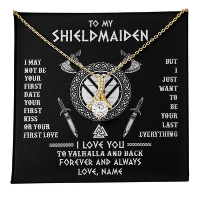 Alluring Beauty Necklace 18K Yellow Gold Finish | 1 | Personalized To My Shieldmaiden Viking Necklace I Love You To Valhalla And Back Wife Girlfriend Women Birthday Anniversary Customized Gift Box Message Card | teecentury