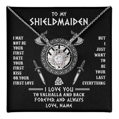 Love Knot Necklace 14K White Gold Finish | 1 | Personalized To My Shieldmaiden Viking Necklace I Love You To Valhalla And Back Wife Girlfriend Women Birthday Anniversary Customized Gift Box Message Card | teecentury