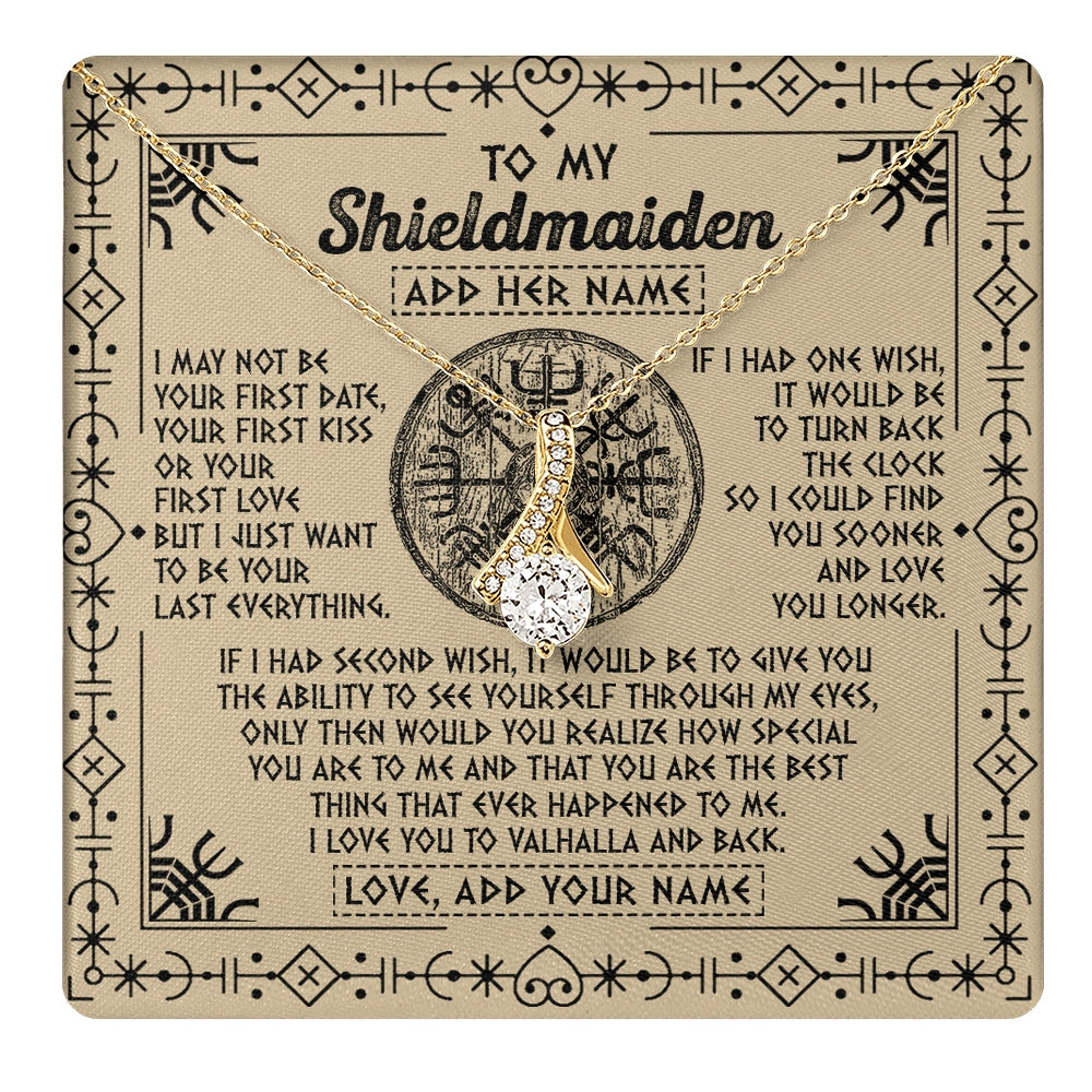 Alluring Beauty Necklace 18K Yellow Gold Finish | 1 | Personalized To My Shieldmaiden Viking Necklace Vintage I Love You To Valhalla Jewelry Girlfriend Wife Birthday Gifts Anniversary Custom Gift Box Message Card | https://teecentury.