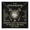 Love Knot Necklace 14K White Gold Finish | 1 | Personalized To My Shieldmaiden Viking Necklace Wife From Husband I Love You To Valhalla Soulmate Girlfriend Birthday Anniversary Customized Gift Box Message Card | teecentury