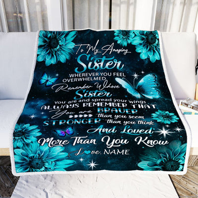 Personalized To My Sister Blanket From Brother Butterfly You Are Braver Than You Seem Sister Birthday Graduation Christmas Customized Fleece Throw Blanket | teecentury